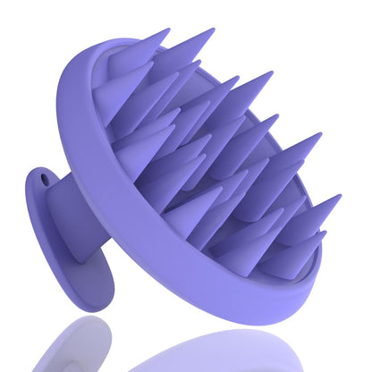 YalsFTY Silicone Shampoo Brush Scalp Massager for Hair Growth Dandruff Removal All Hair Types Purple