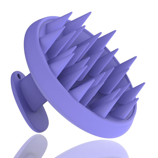 YalsFTY Silicone Shampoo Brush Scalp Massager for Hair Growth Dandruff Removal All Hair Types Purple